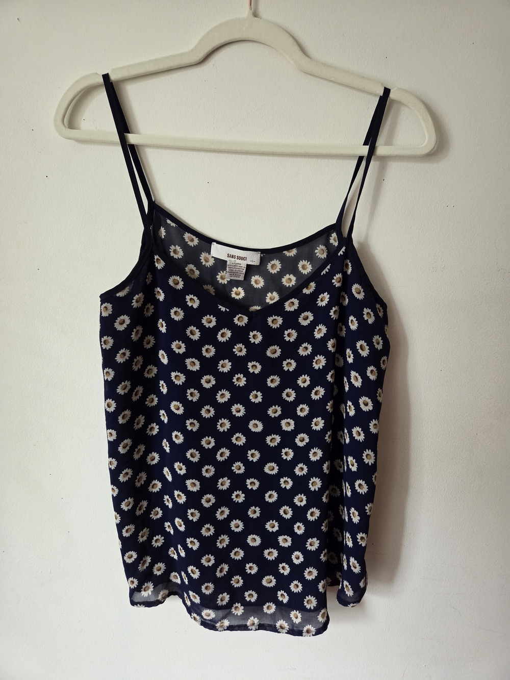 Sans Souci Navy Tank Top with White Daisy Print